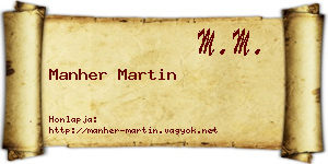 Manher Martin névjegykártya